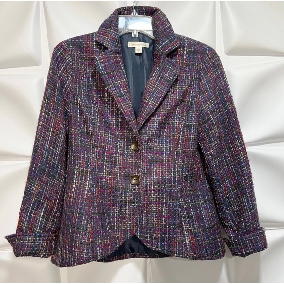 Coldwater Creek Sz 4 Colorful Woven Boucle Tweed Blazer Jacket - Picture 3 of 8
